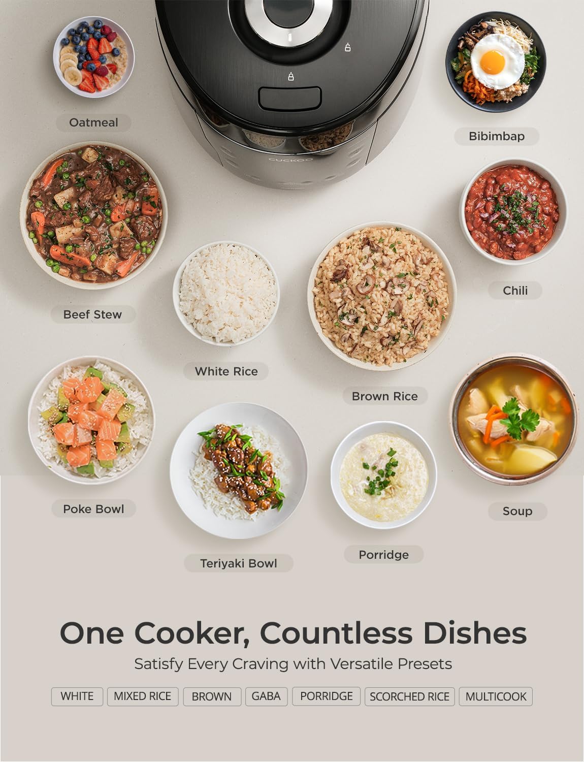 CUCKOO High Pressure Rice Cooker 10-Cup Uncooked / 20-Cup Cooked with Nonstick Inner Pot, Large Rice Maker with 13 Menu Options and Steam Plate, Fuzzy Logic Tech, Auto Clean, Black (CRP-PK1001S)