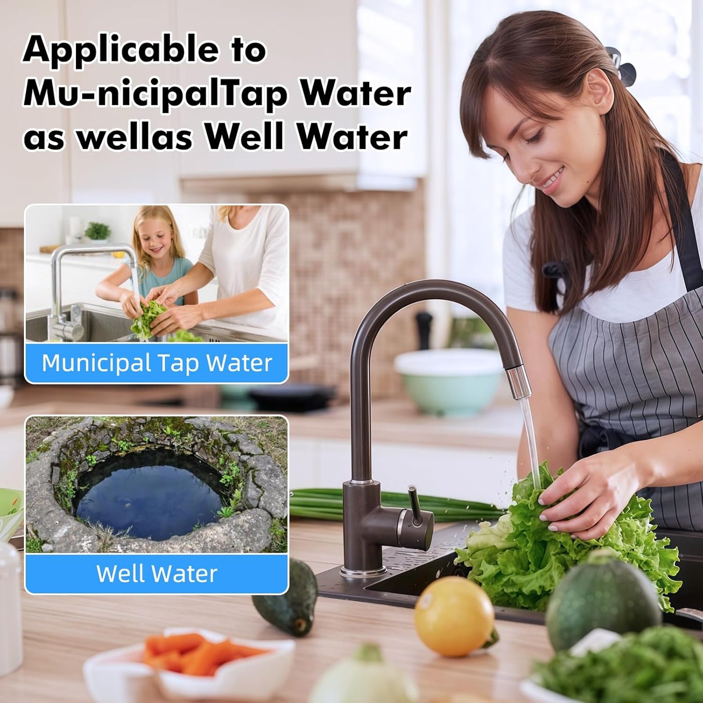 Whole House Water Filter System with Carbon and Sediment Filters, 5-Stage Filtration, Reduces Lead, Chlorine, Odor & Taste, 1" Inlet/Outlet