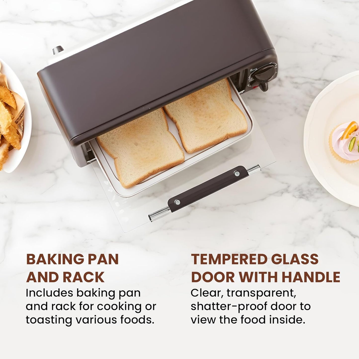 Elite Gourmet ETO236 Personal Compact 2 Slice Countertop Toaster Oven with 15 Minute Timer & Adjustable Temperature, Bake, Broil, & Toast, Black