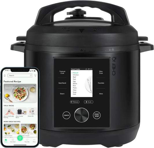 CHEF iQ Smart Pressure Cooker with WiFi and Built-in Scale - Easy-to-Use 10-in-1 Multicooker with 500+ Guided Recipes - Rice Cooker, Slow Cooker, Instant Meals for Foodies - 6 Quart - Family Size