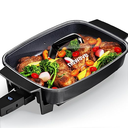 Nuwave Medley XL Digital Electric Skillet, Family Size Griddle w/Glass Lid, 2025 New & Improved Precision Heating, 100°-425°F, PFAS Free G11 Nonstick Ceramic Coating, Portable Hot Plate, 7qt Capacity