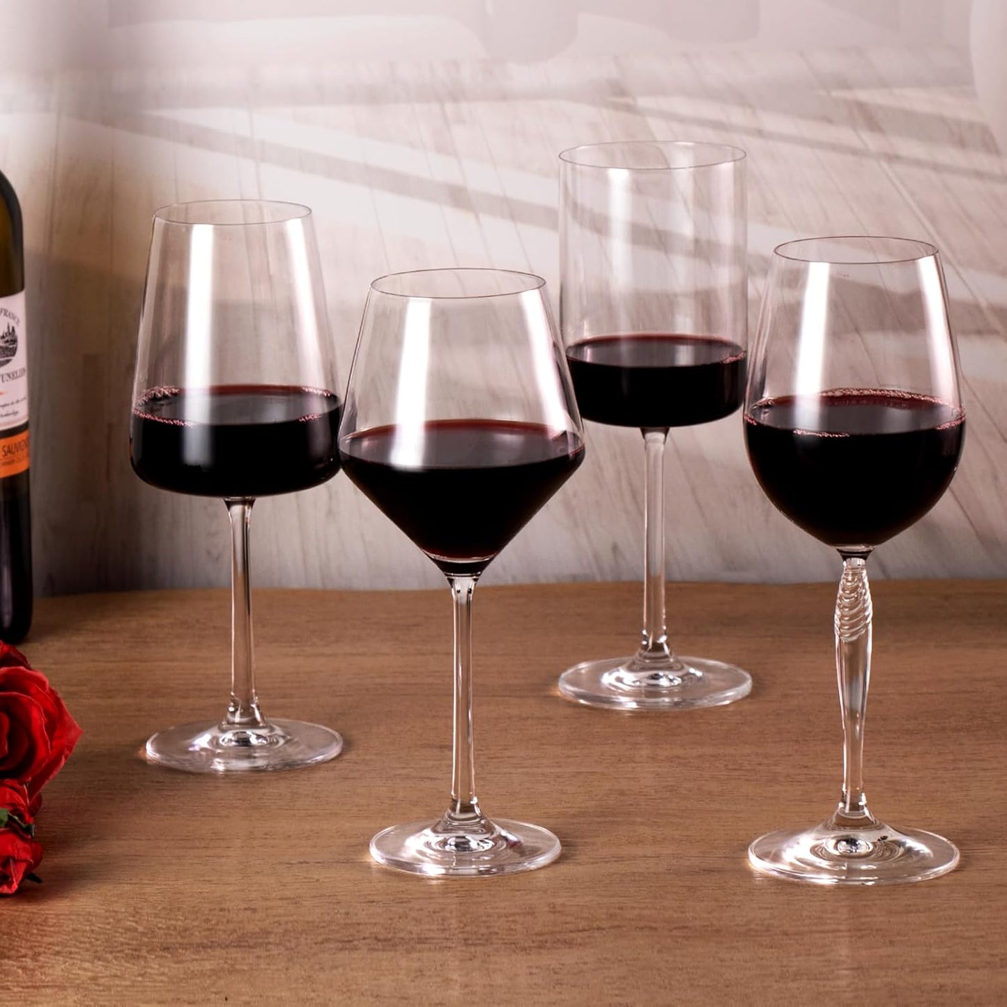 KAMMAK Wine Glasses Set of 2, 16 oz Hand Blown Crystal Bordeaux Wine Glasses, Thin Rim & Long Stem, Perfect for Red & White, Daily Use, Wedding Anniversary or Birthday Gift with Gift Box, S91BJ47