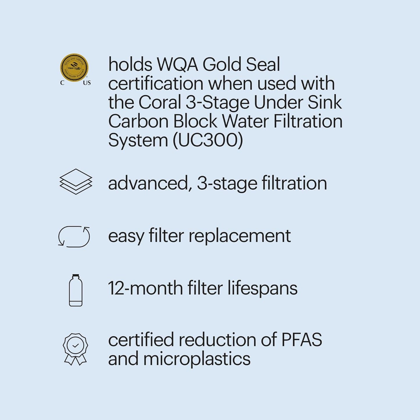 Brondell H2O+ Coral UC300 Three-Stage Undercounter Water Filtration System (UF-35 Replacement Filters)