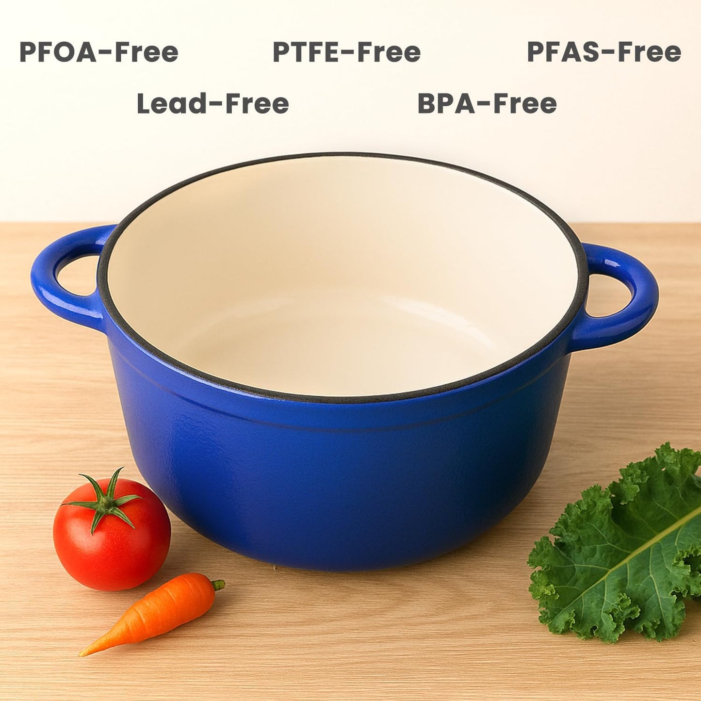 QuliMetal Nonstick Enameled Cast Iron Cookware Set, 5 Pcs Pots and Pans with Lid, Skillet, Frying Pan, Saucepan & Dutch Oven for All Stovetops, PFA Free - Ideal for Sourdough Bread Baking