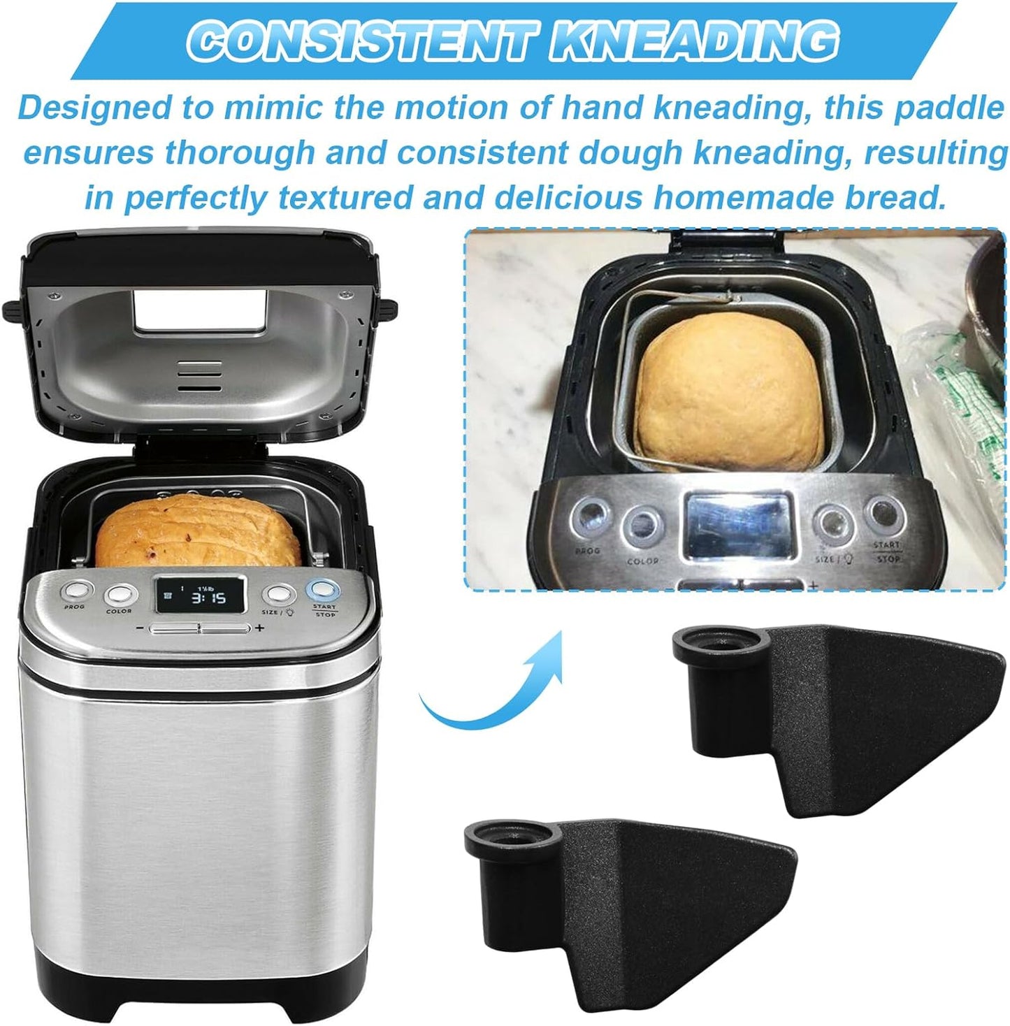 Aillsa Bread Maker Paddle CBK-110KP fits for Cuisinart Bread Machine Maker CBK-110& CBK-110P1 Kneading Paddle Replacement (2 pcs)