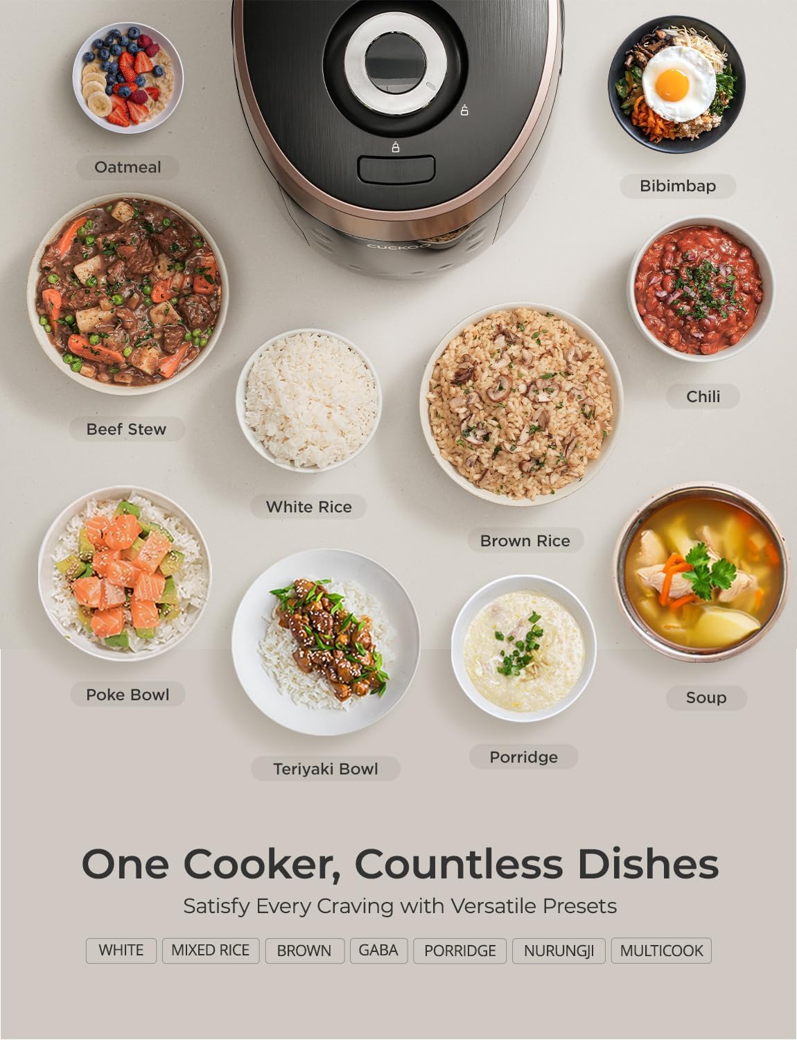 CUCKOO High Pressure Rice Cooker 10-Cup Uncooked / 20-Cup Cooked with Nonstick Inner Pot, Large Rice Maker with 13 Menu Options and Steam Plate, Fuzzy Logic Tech, Voice Guide, Black (CRP-P1009SB)