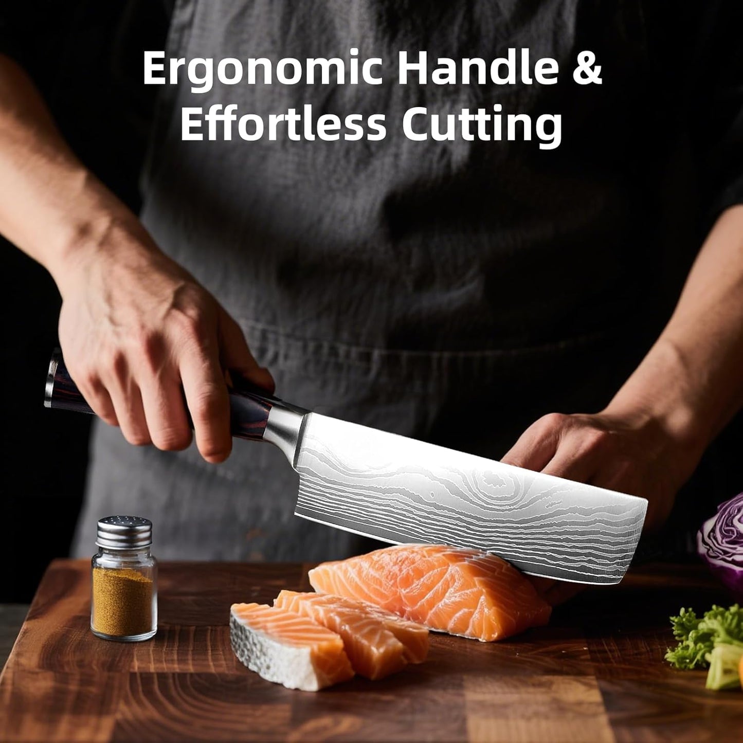 7 Inch Nakiri Knife - 7" Razor Sharp Meat Cleaver and Vegetable Kitchen Knife, Professional Vegetable Chopping Knife, High Carbon Stainless Steel Blade with Ergonomic Handle