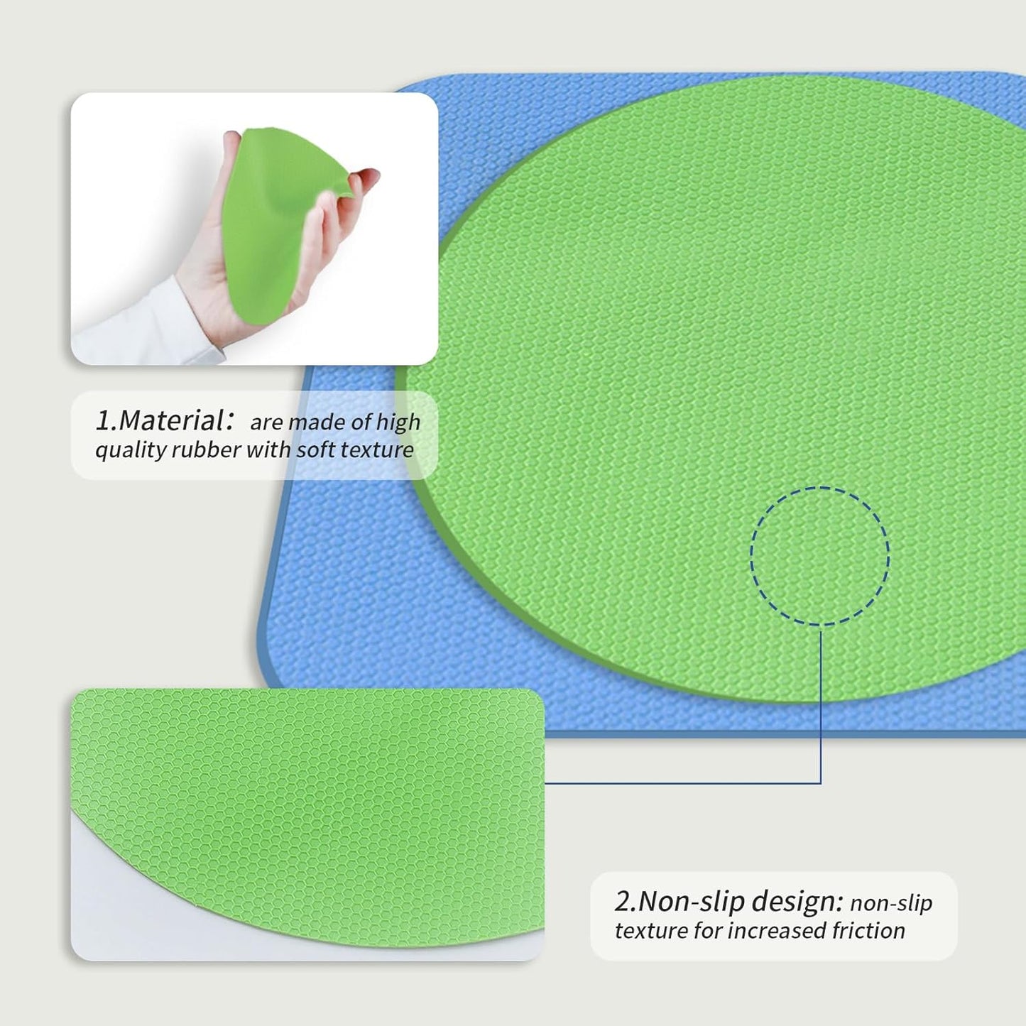 4PCS Jar Opener for Seniors with Arthritis - Rubber Gripper Pads, Bottle & Can Opener, Kitchen Gadgets (Light Blue + Green)