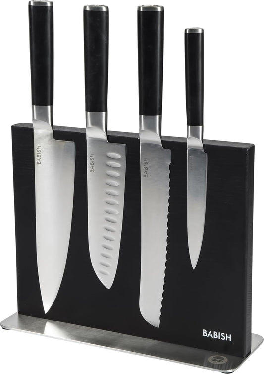 Babish 5 Piece 1.4116 German Steel Magnetic Forged Kitchen Knife Block Set