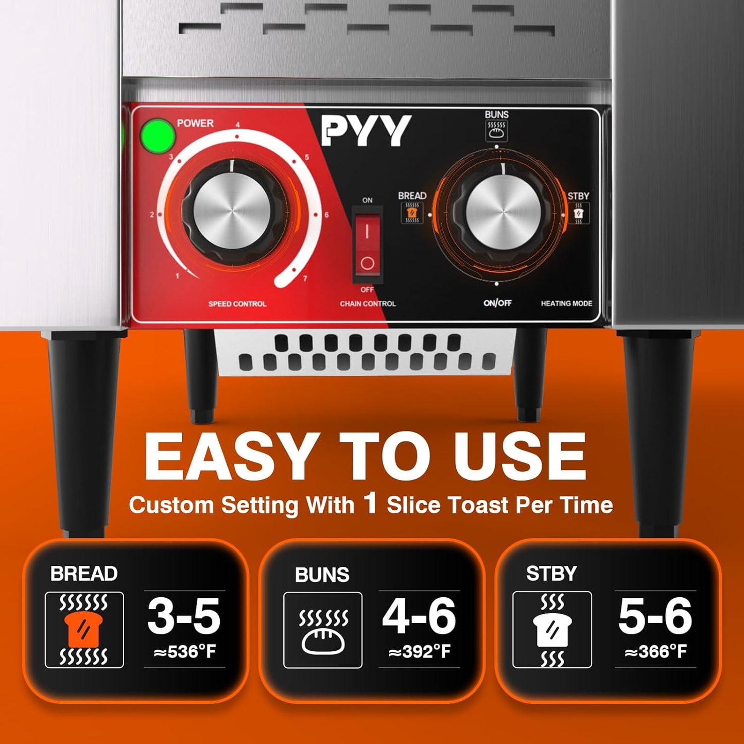 PYY Commercial Conveyor Toaster 150 Slices/Hour, Electric Conveyor Belt Toaster for Toast, Bun, Bagel, Bread, Heavy Duty Stainless Steel Toaster Oven for Restaurant, Bakery, Buffet Use