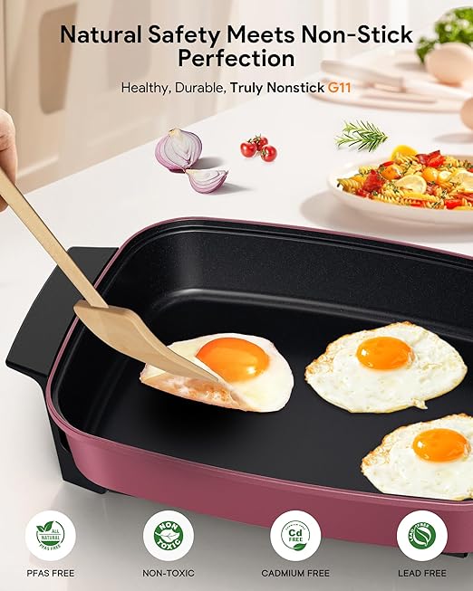 Nuwave Medley XL Digital Electric Skillet, Family Size Griddle w/Glass Lid, 2025 New & Improved Precision Heating, 100°-425°F, PFAS Free G11 Nonstick Ceramic Coating, Portable Hot Plate, 7qt Capacity