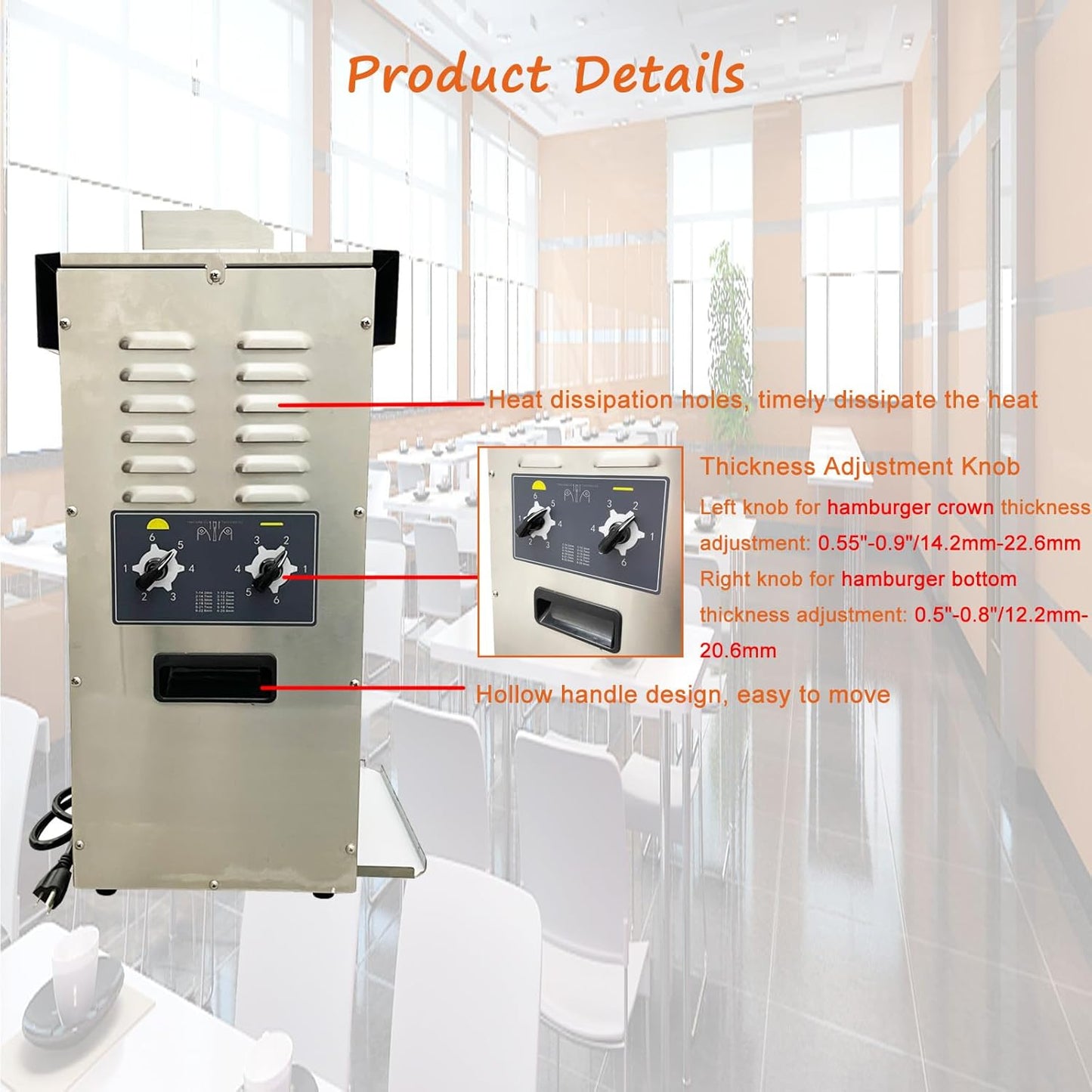 Commercial Small Hamburger Buns Toaster Stainless Steel Bread Toasting Machine with Adjustable Temperature and Thickness 110V 2000W 50℃-300℃