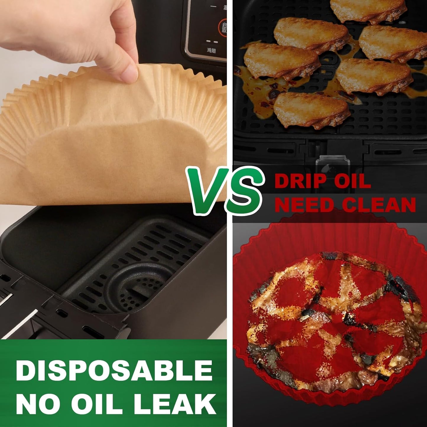 500 Pcs Air Fryer Paper Liners, 8 Inch Parchment Paper for 3-7 Qt Airfryer Basket, Square Airfryer Liners Compatible with COSORI 6-Qt, Ninja 5QT, Chefman 6 Quart Air Fryer