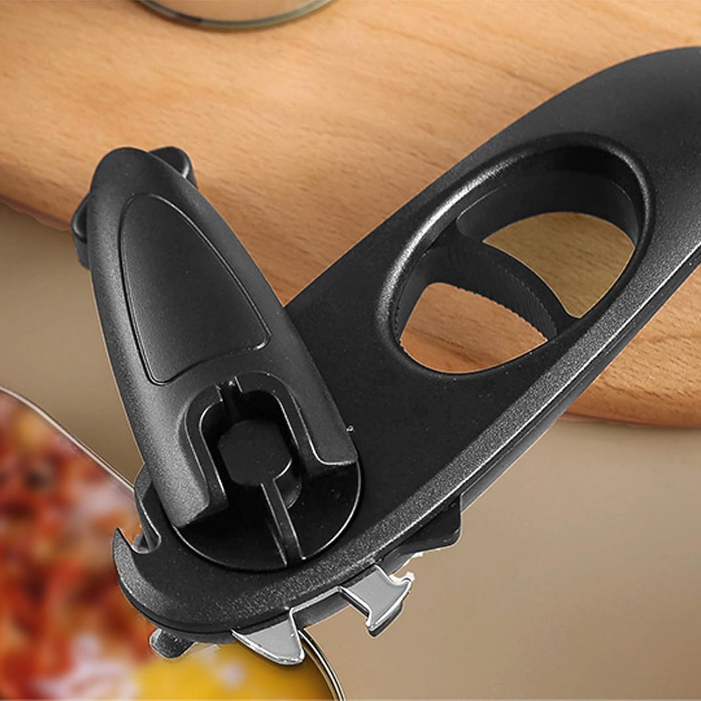 Multifunction Can Opener, 8 in 1 Stainless Steel Manual Bottle Opener, Save Effort (Black)