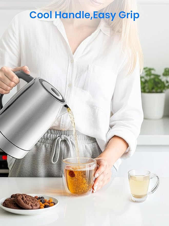 Kismile Electric Kettle, Water View Window, 7 Adjustable Temp Settings & 2h Keep Warm, Auto Shut-Off, 1.7L 1500W Water Boiler for Coffee & Tea, Stainless Steel