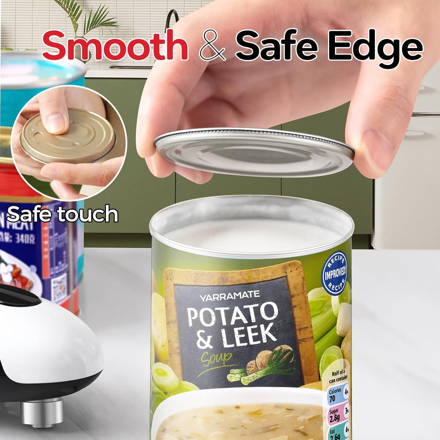 YARRAMATE Electric Can Opener, One Touch Rechargeable Automatic Can Openers for Kitchen Fits All Cans Sizes - Smooth Edge, Hands-Free for Seniors | With Storage Bag, Portable for Travel
