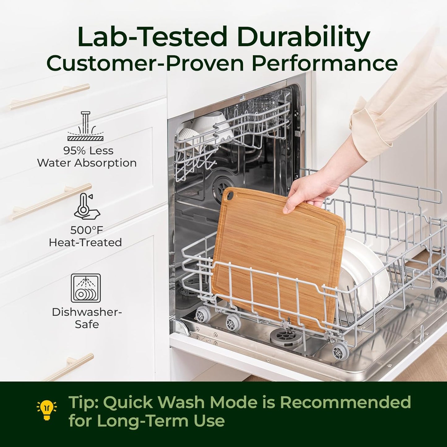 Dishwasher Safe Bamboo Cutting Boards Durable Lightweight Wood Cutting Board for Busy Kitchen, Easy Clean Wooden Chopping Boards with Juice Groove Set of 3 (L+M+S)