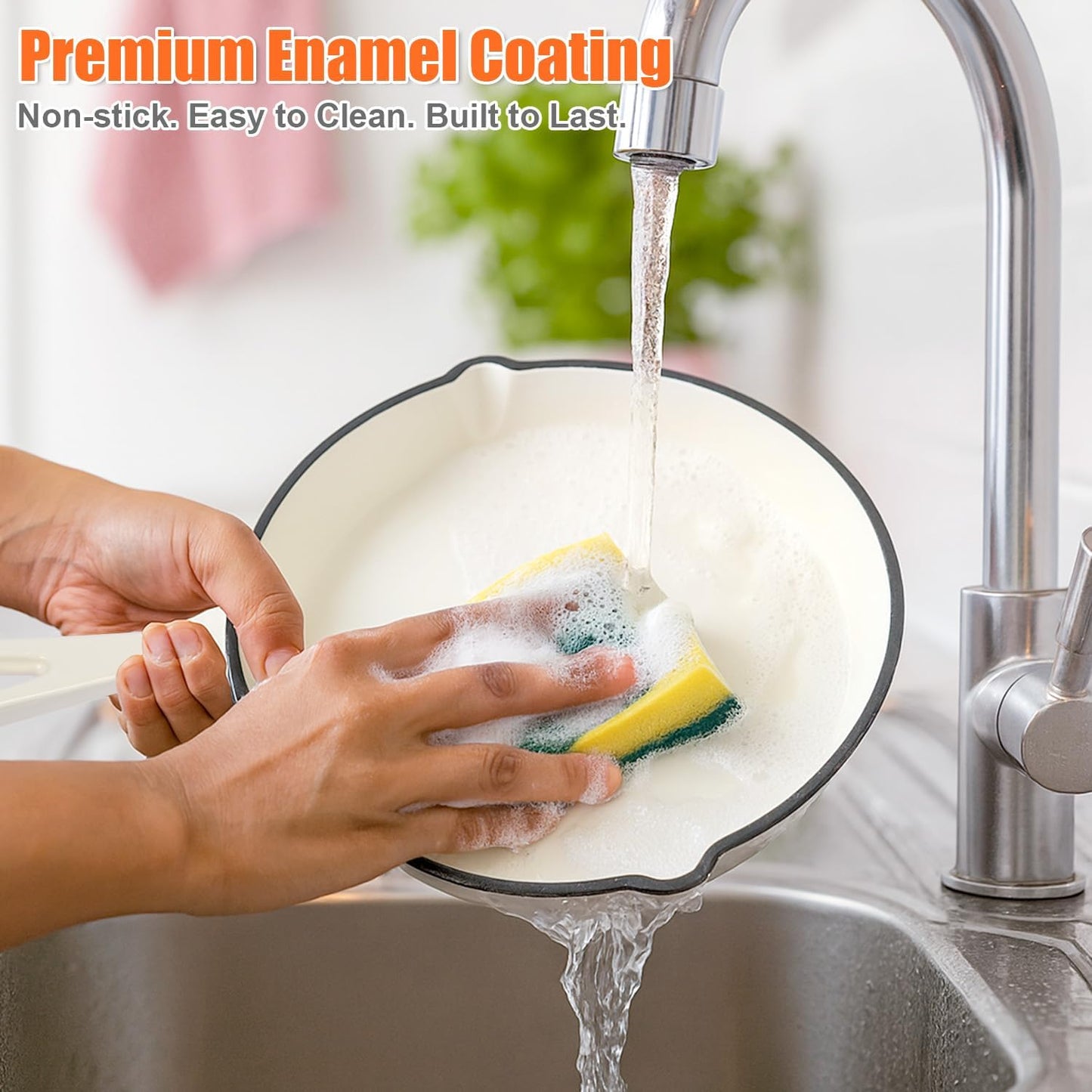 QuliMetal Nonstick Enameled Cast Iron Cookware Set, 5 Pcs Pots and Pans with Lid, Skillet, Frying Pan, Saucepan & Dutch Oven for All Stovetops, PFA Free - Ideal for Sourdough Bread Baking