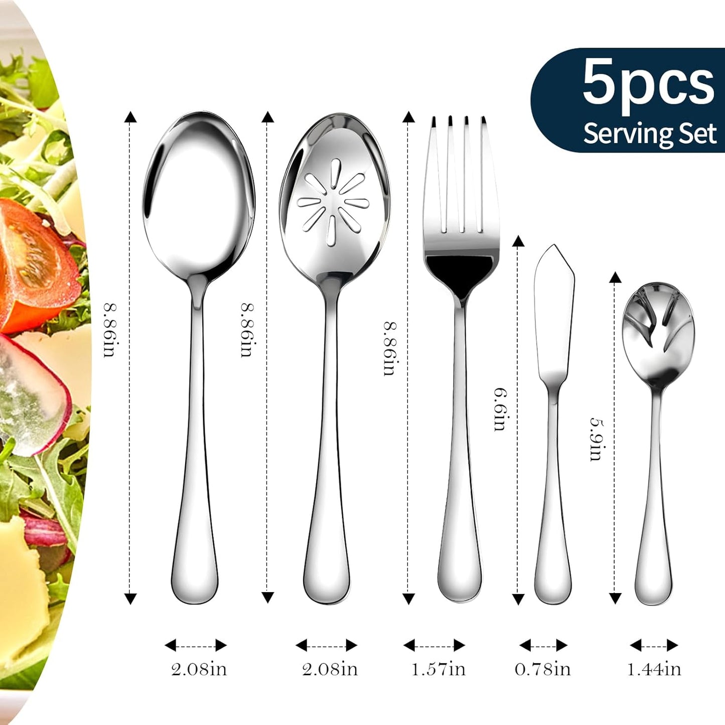 Silverware Set for 12, 65 Piece Stainless Steel Flatware Cutlery Fork and Spoon Set with Serving Utensils Set, Dishwasher Safe, Gift Package for Wedding Housewarming