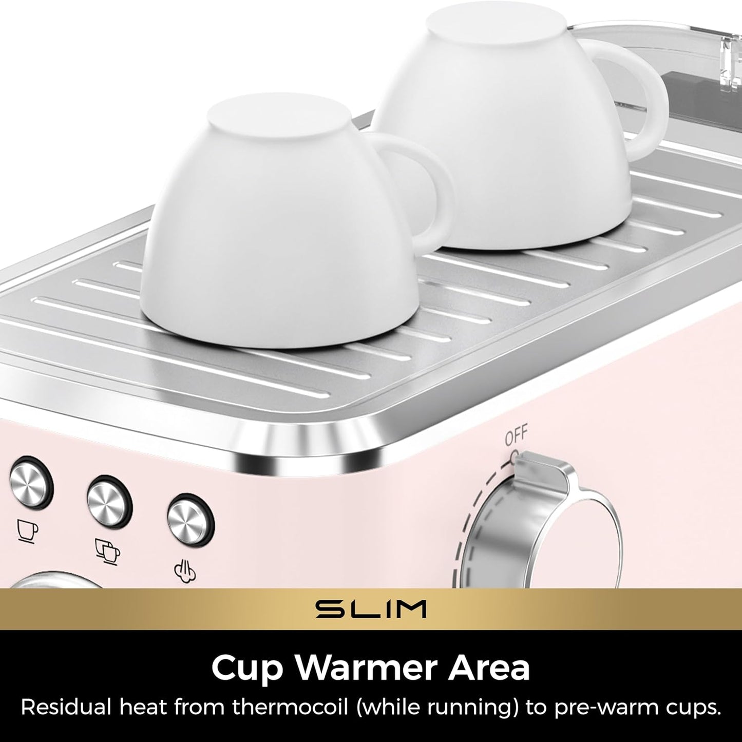 CHULUX Slim Espresso Machine with Milk Frother Steam Wand, 20 Bar Professional Italian Pump Espresso Coffee Machine for Home Cappuccino & Latte Maker, Pink