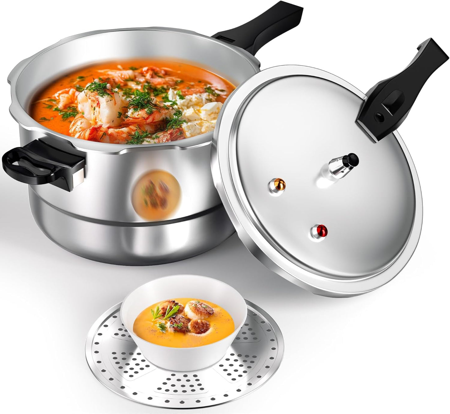 WantJoin 10Qt Aluminum Pressure Cooker w/Release Valve & Multiple Protective Devices,Pressure Canner Compatible with Gas & Induction Cooker,Canner Rack Included