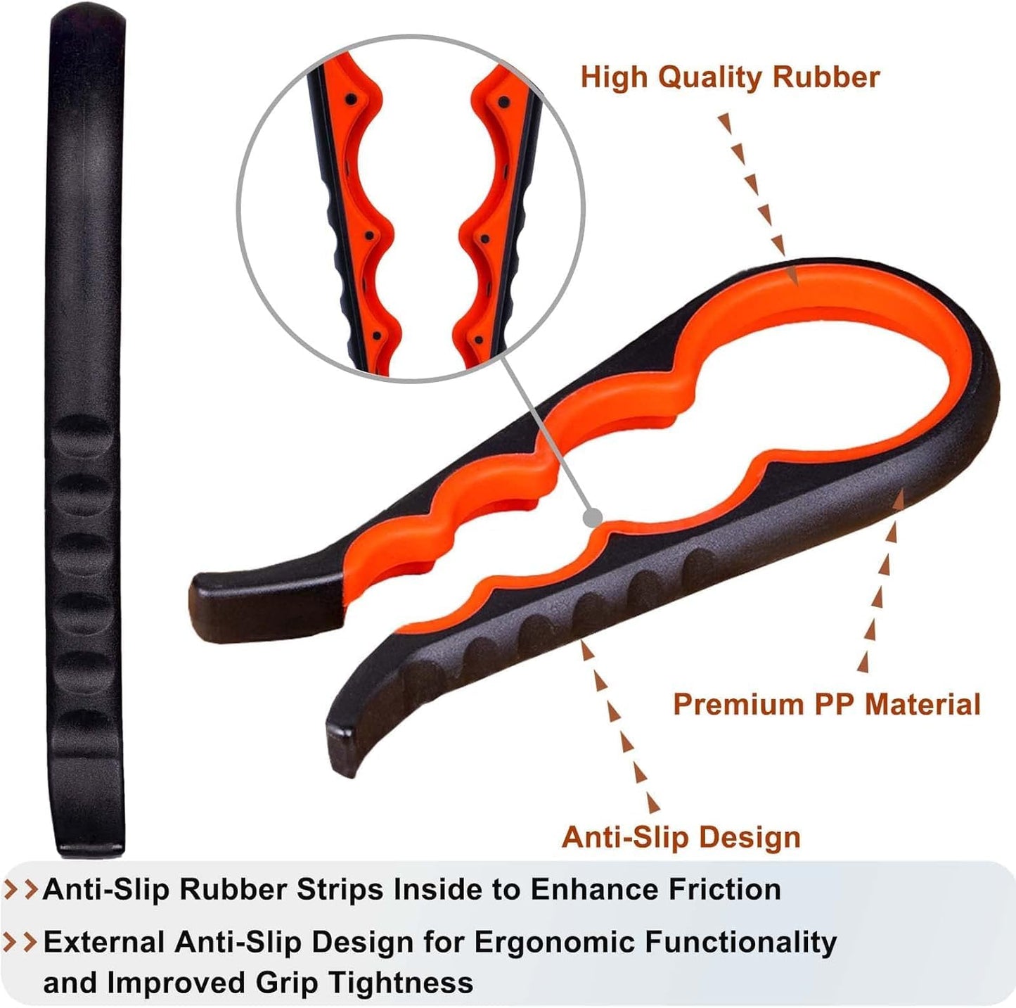 Bloss Anti-skid Jar Opener Can Opener Kitchen Grippers,4 in 1 Multi Function Bottle Opener Lid Opener for Seniors with Arthritis, Caps and Bottles Kitchen Gadgets For Small Hands or Seniors,Black Red