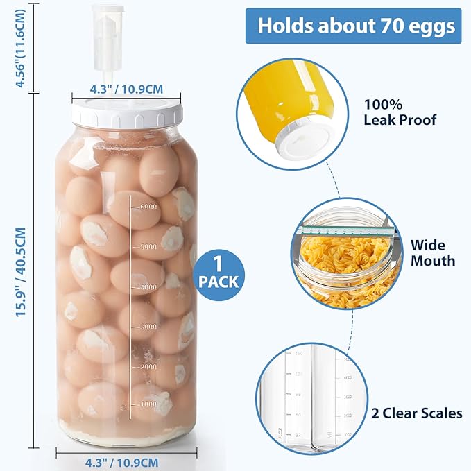 1 Pack 2 Gallon Large Fermentation Jar w Scale Mark, Wide Mouth Glass Jar with Airtight SCREW Lid and 2 Airlocks, 7600ML Wine Making Kit for Beer Cider Kombucha, Pickle Jar for Sauerkraut