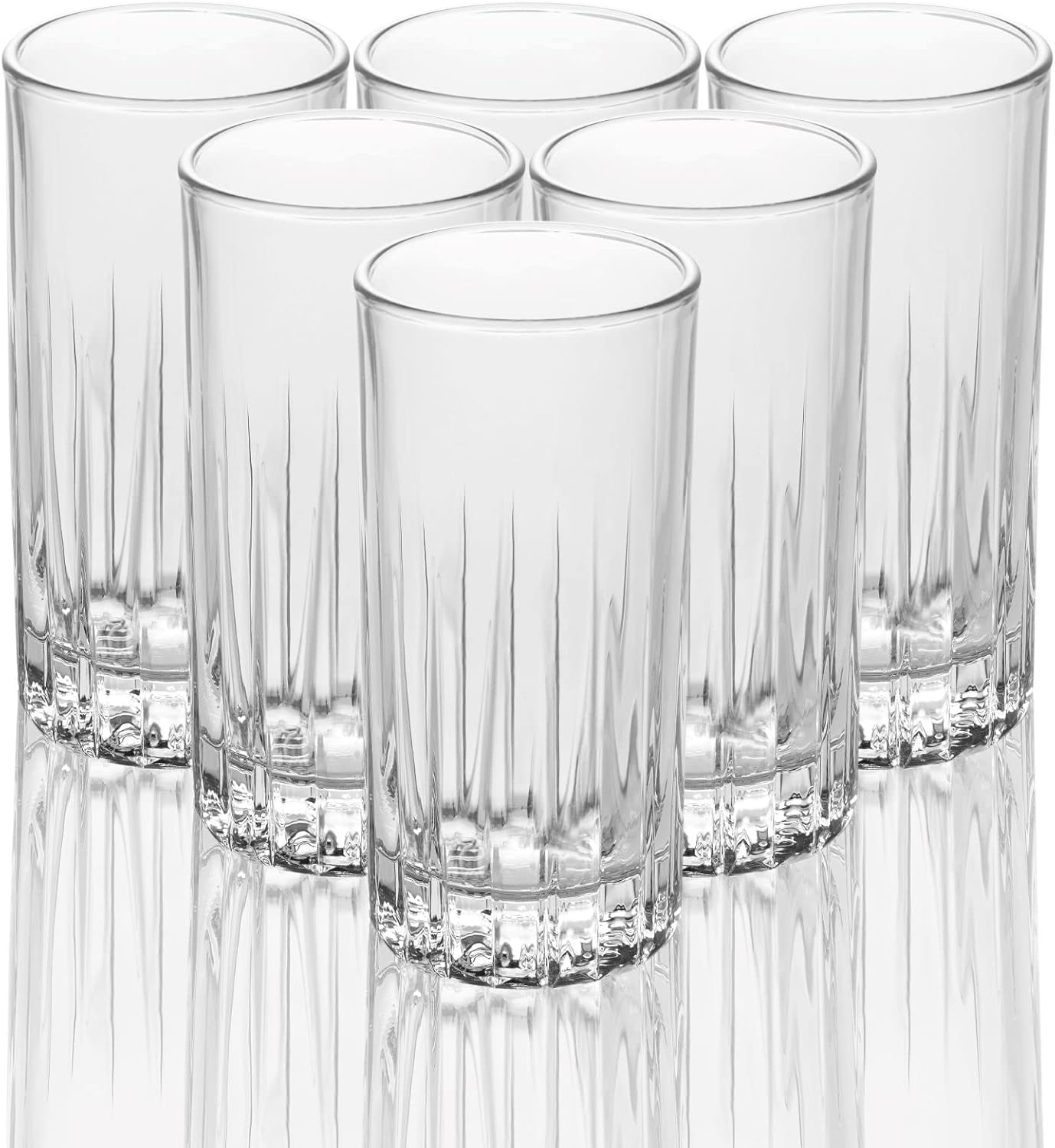 LEMONSODA Premium Crystal Cut Highball Glasses - 11.5oz Set of 6 - Crystal Cut Traze Collins Glass - Elegant Glassware Set - Housewarming Gifts - Drinking Glasses for Water, Cocktails, Juice