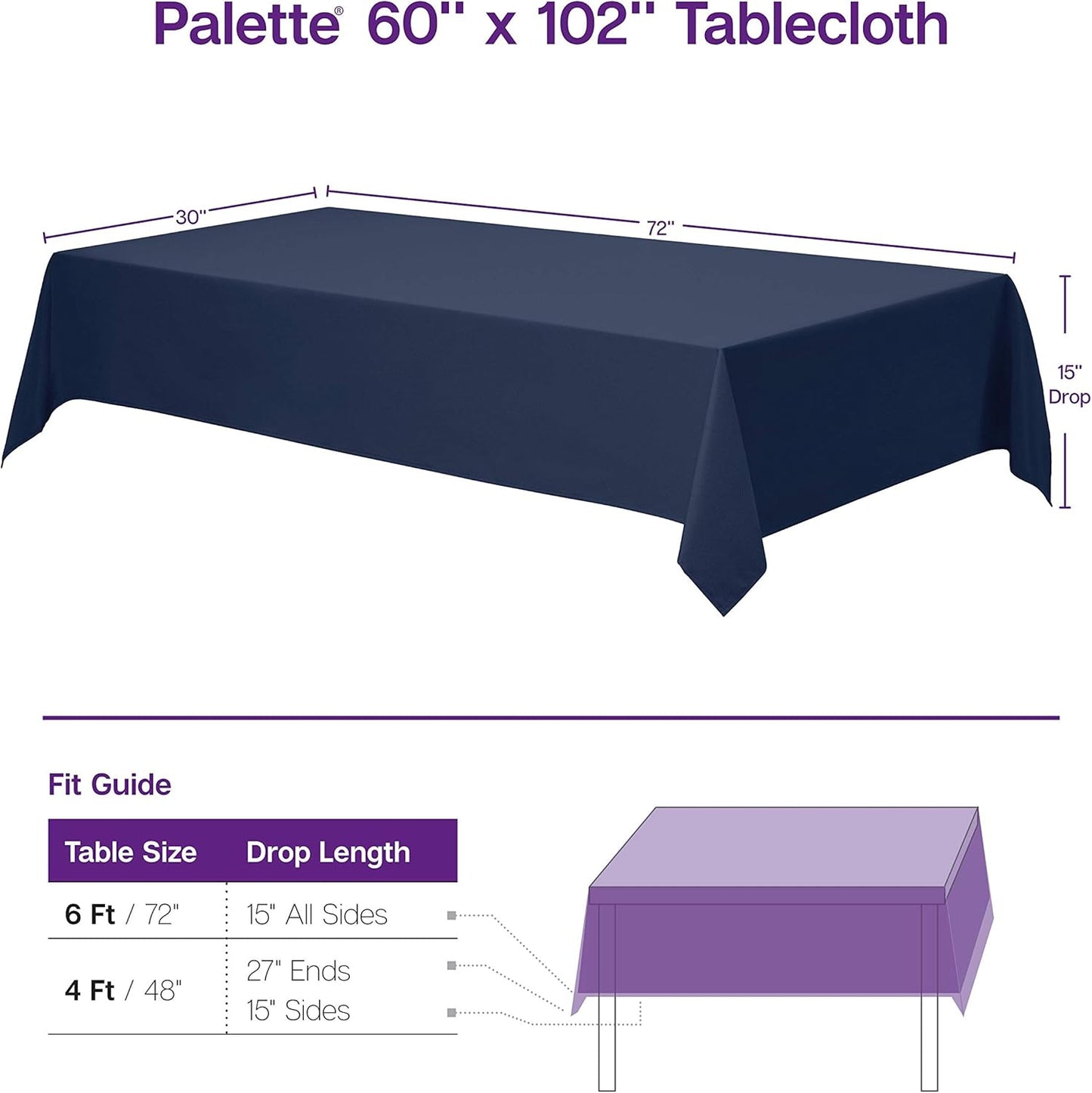 Gee Di Moda Rectangle Tablecloth - 60 x 102 Inch Burgundy Table Cloth for 6 Foot Rectangle Table - Heavy Duty Washable Fabric - for 6 Ft Buffet Table, Holiday Party, Dinner, Wedding & Baby Shower