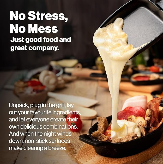 Swissmar Geneva Raclette Grill with Reversible Cast Aluminum Grill Top - Perfect for outdoor & Indoor Electric Raclette Grill & Griller - Barbeque Bonding - 8-Person