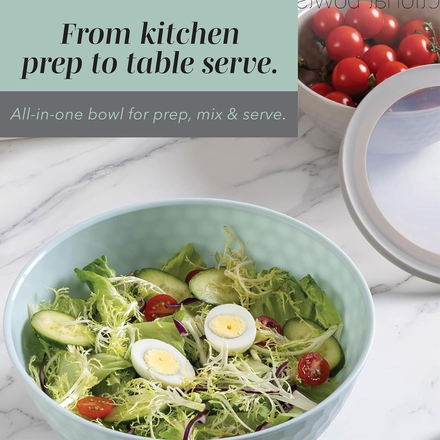 COOK WITH COLOR Mixing Bowls with Lids - 12 Piece Plastic Nesting Bowls Set includes 6 Prep Bowls and 6 Lids, Non Slip Bottom and Embossed Design - Microwave Safe (Mint)