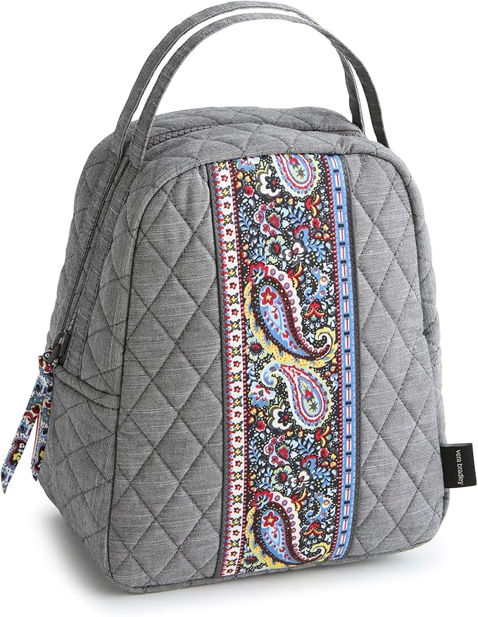 Vera Bradley Women'sPremium Cotton Lunch Bag, Black Chambray, One Size