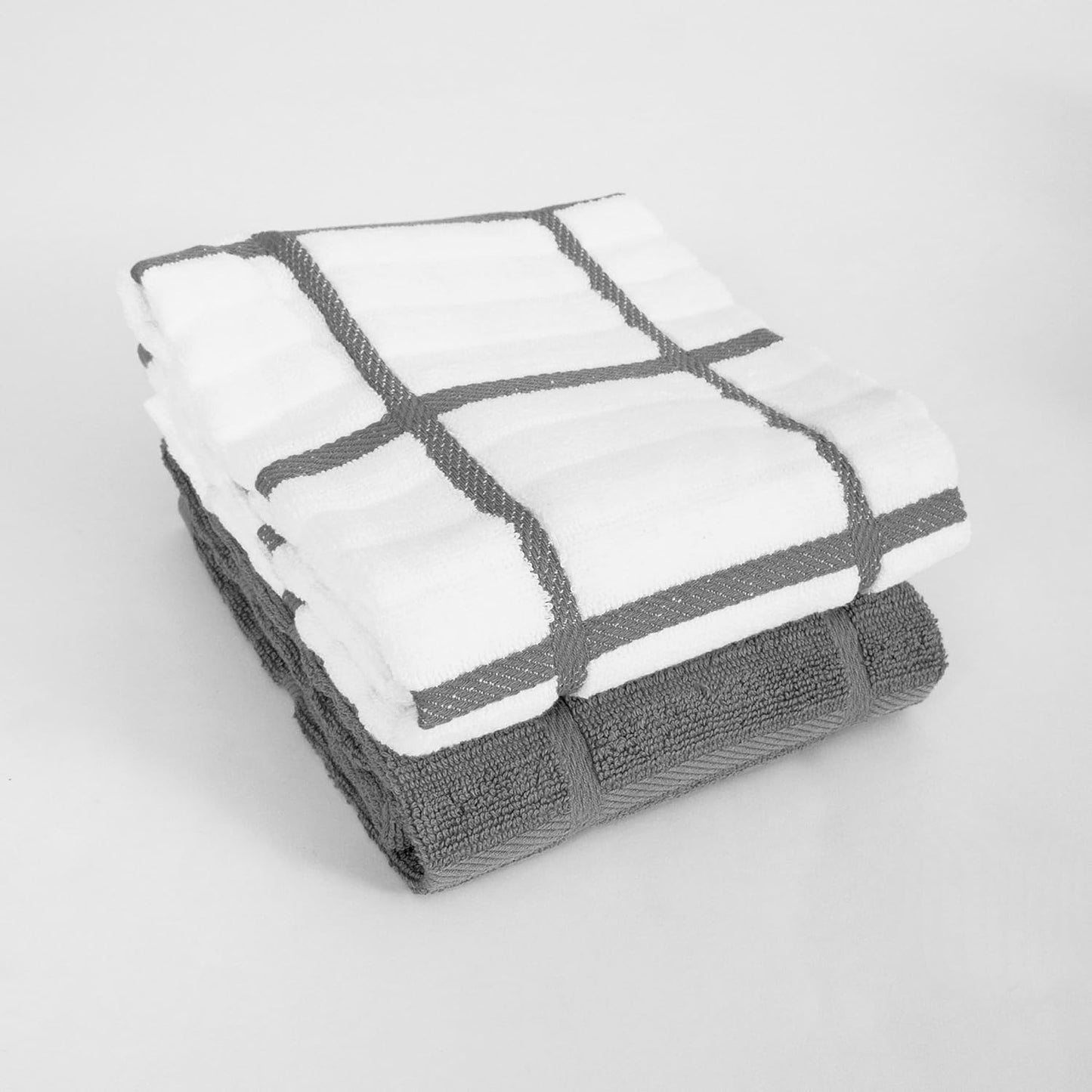 All-Clad Solid & Coordinate Kitchen Towels: Highly Absorbent, Super Soft Long Lasting 100% Cotton, 17" x 30" Tea Towels for Cleaning & Drying Dishes, Pans, Glassware, Countertops, 4-Pack, Pewter