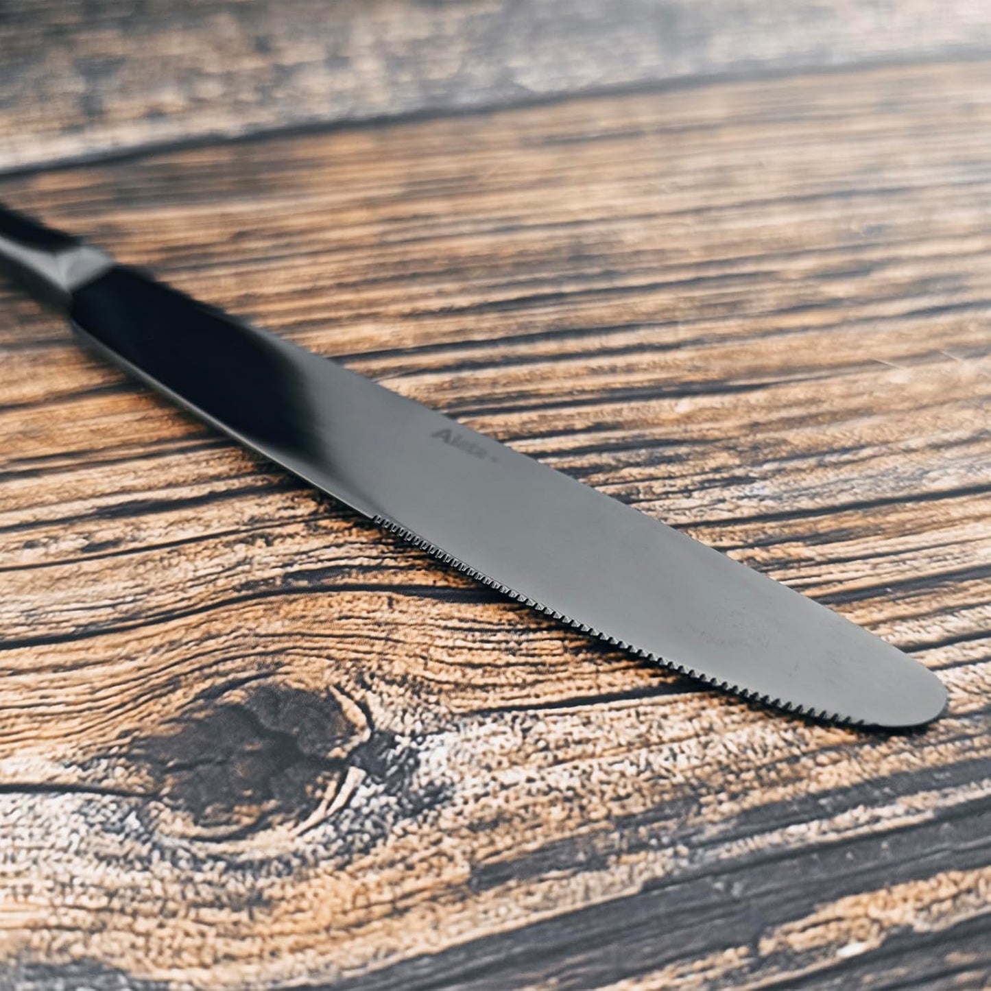 Alata Kate Black Mirror 40-Piece Silverware Set,Service for 8,Stainless Steel Flatware Set,Mirror Cutlery Set,Dishwasher Safe