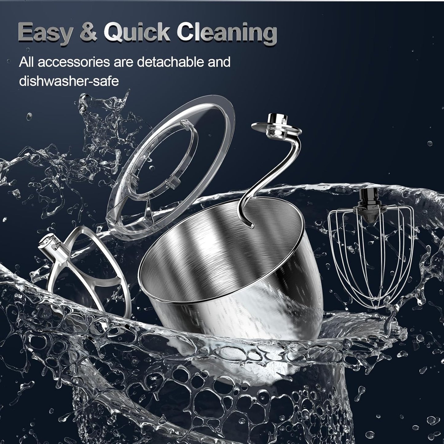 Stand Mixer, 6.5QT 10-Speed Tilt-Head Electric Stand Mixer, 3-In-1 Kitchen Mixer with Bowl, Dough Hook, Whisk and Beater, Food Mixer for Baking, Cake and Most Home Cooks, Black