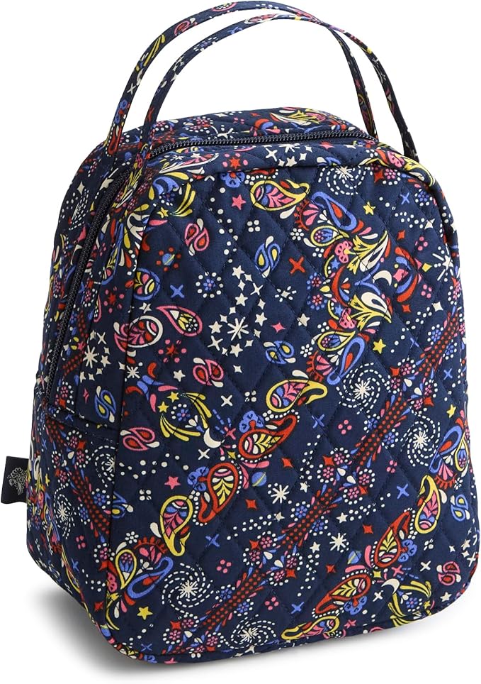 Vera Bradley Premium Cotton Lunch Bag, Starry Paisley, One Size