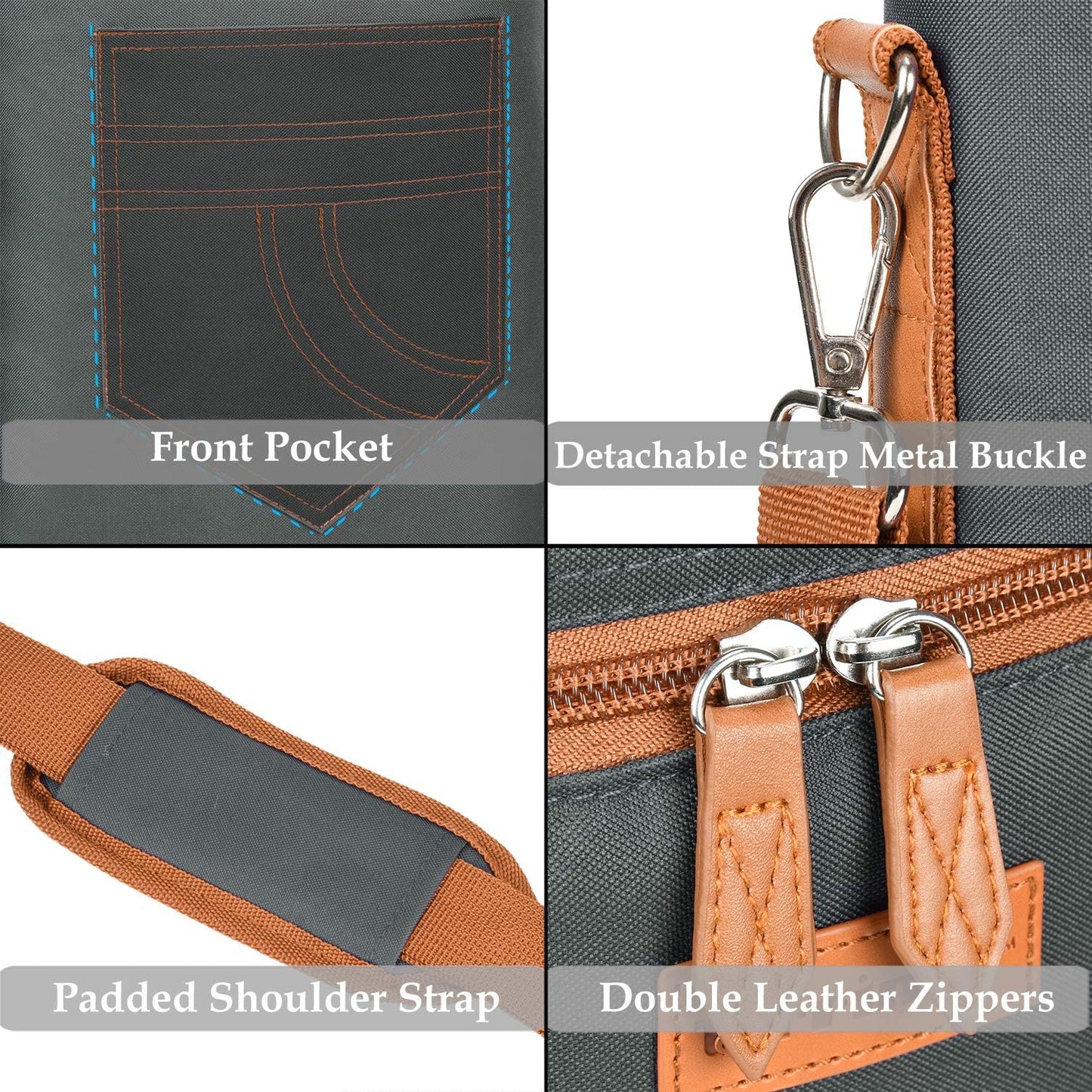 Tirrinia 2 Bottle Wine Gift Tote Carrier - Insulated & Padded Versatile Cooler Bag for Travel, BYOB Restaurant, Wine Tasting, Party, Great Gift for Wine Lover, Gray