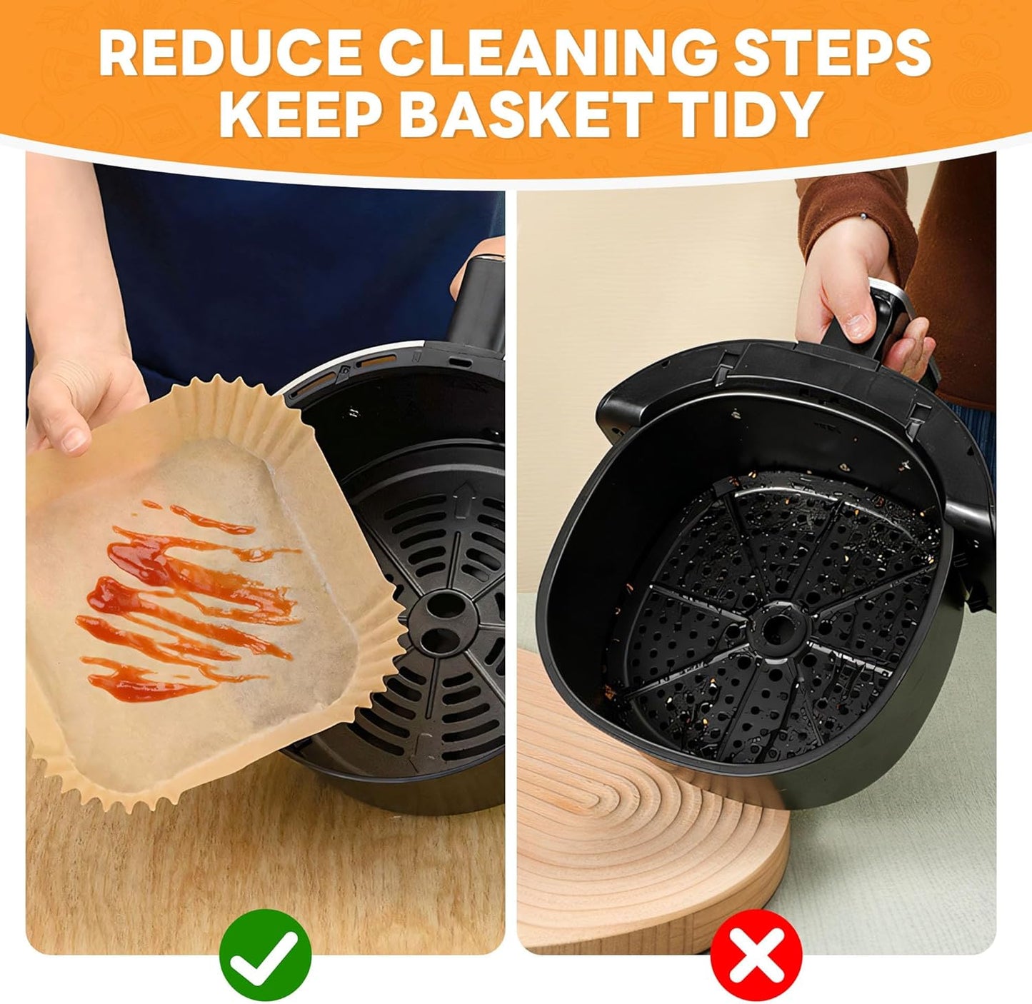 500 Pcs Air Fryer Paper Liners, 8 Inch Parchment Paper for 3-7 Qt Airfryer Basket, Square Airfryer Liners Compatible with COSORI 6-Qt, Ninja 5QT, Chefman 6 Quart Air Fryer