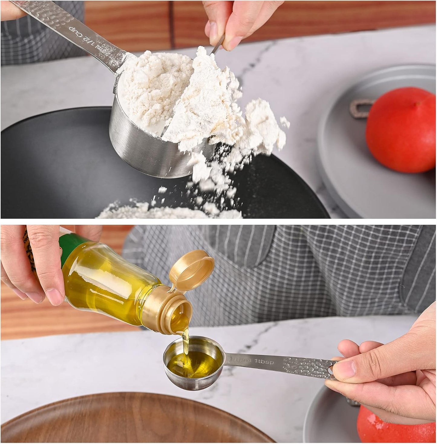 Smithcraft Measuring Spoon, Stainless Steel Measuring Spoons Set, Measurer Spoons Heavy Duty Solid Measurement Spoons(Siliver-6spoons+1ring)