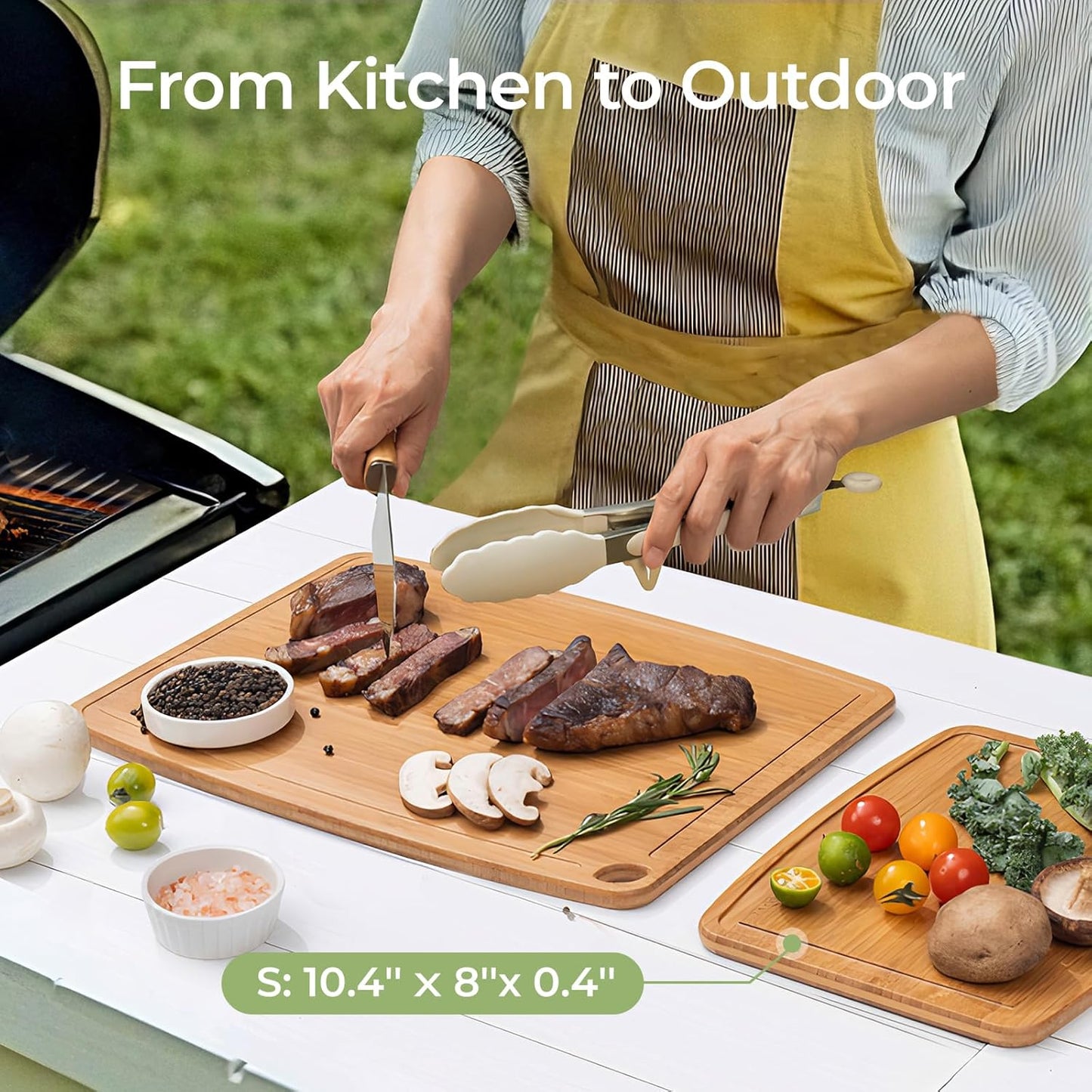 Dishwasher Safe Bamboo Cutting Boards Durable Lightweight Wood Cutting Board for Busy Kitchen, Easy Clean Wooden Chopping Boards with Juice Groove Set of 3 (L+M+S)