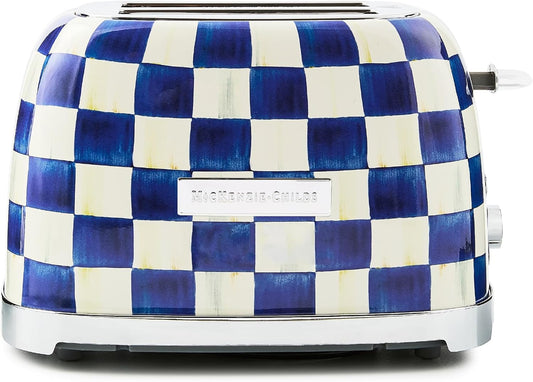 MACKENZIE-CHILDS 2-Slice Toaster, Decorative Toaster for Kitchen, Blue-and-White Royal Check