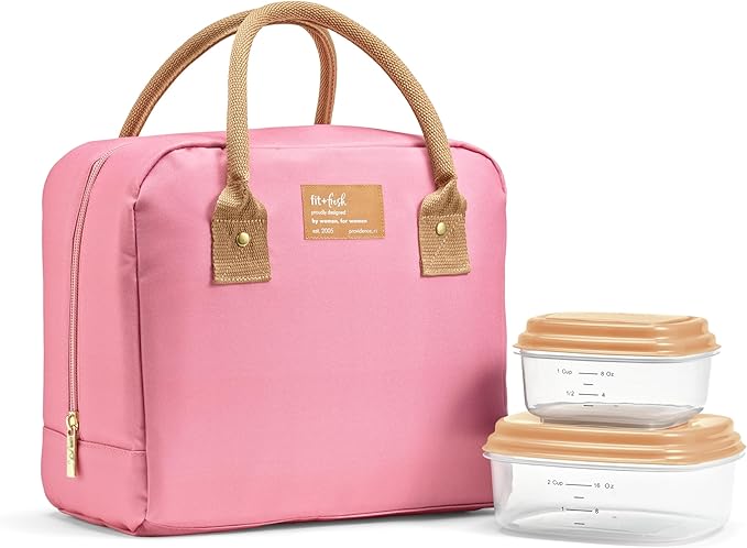 Fit & Fresh Lunch Bag For Women, Insulated Womens Lunch Bag For Work, Leakproof & Stain-Resistant Large Lunch Box For Women With Containers, Zipper Closure Bloomington Bag, Dusty Rose