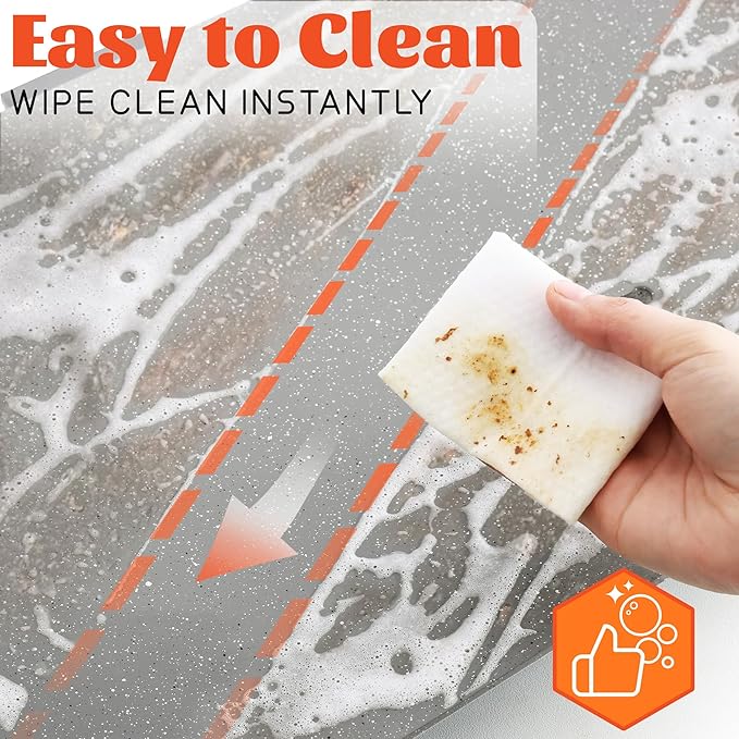 CookSimple Everyday 20"x12" Electric Griddle–1700W Nonstick ILAG Granite Surface, Large Sloped Design, Perfect for Family Meals, Pancakes&Eggs, Fast Even Heating, Easy to Clean, Granite Grey