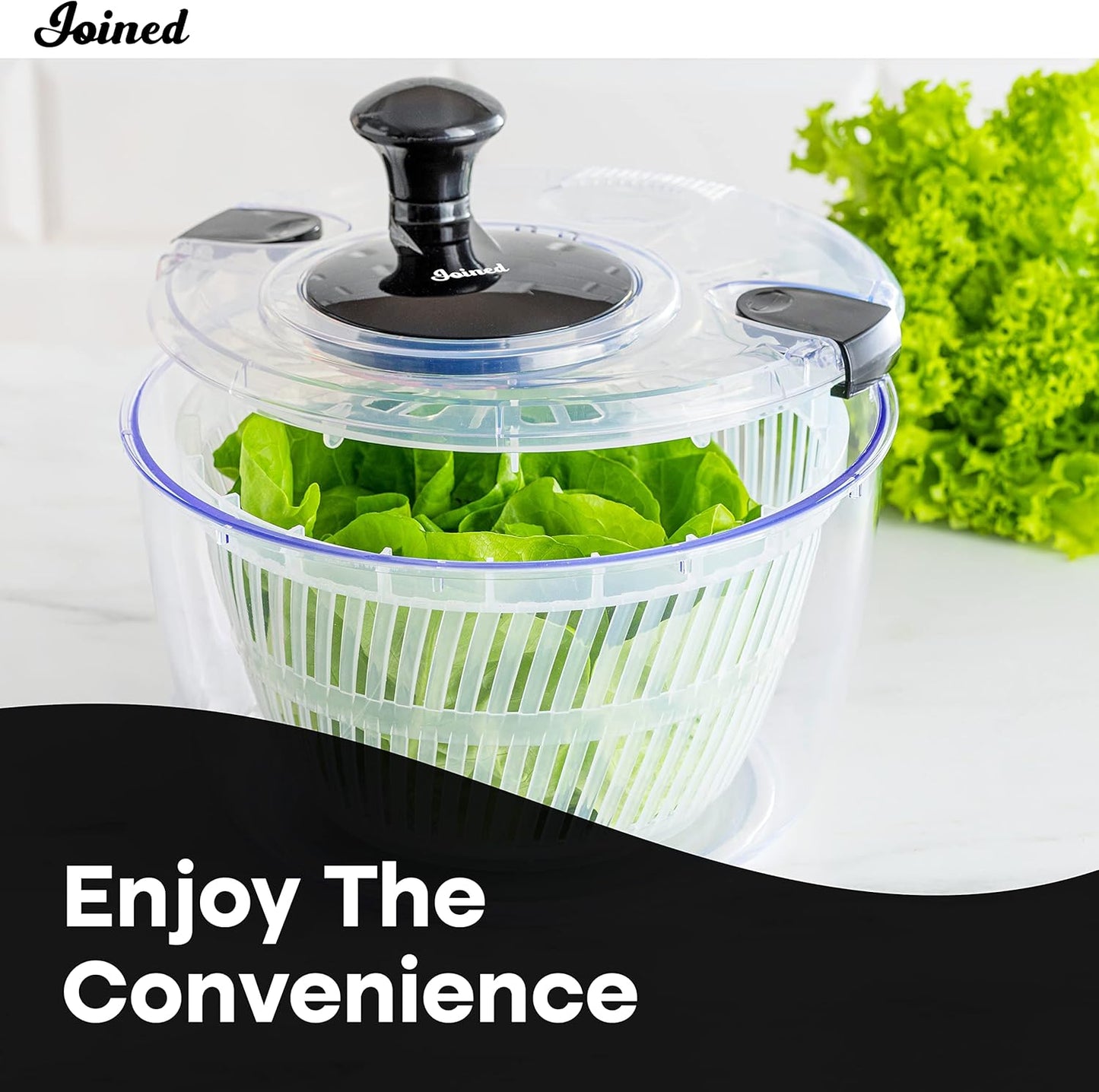 Joined Salad Spinner with Drain, Bowl, and Colander - Quick and Easy Multi-Use Lettuce Spinner, Vegetable Dryer, Fruit Washer, Pasta and Fries Spinner - 3.7 Qt