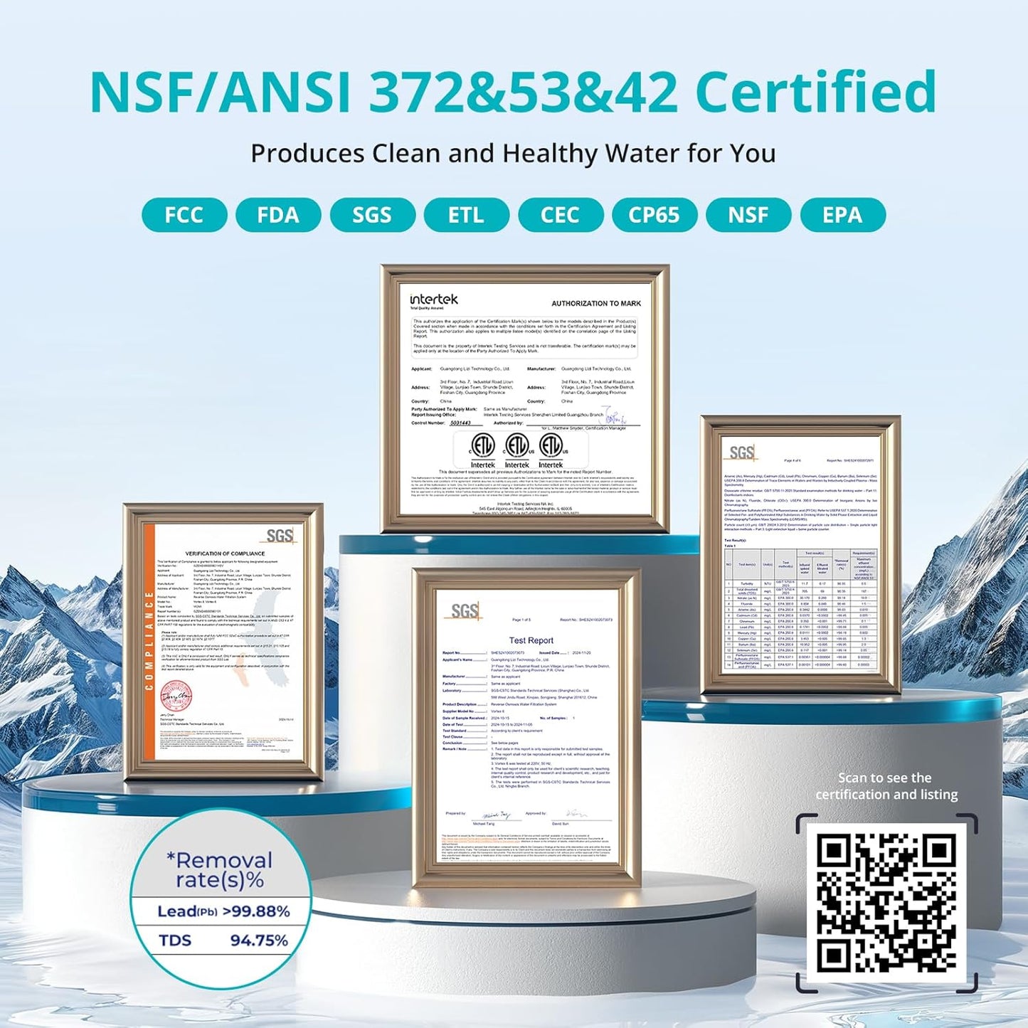 VIOMI® RO Water Filtration System,TDS PFOS&PFOA Reduction, 9 Stage Reverse Osmosis Water Filter, 600GPD, NSF/ANSI 372&53&42 Certified, Tankless Reverse Osmosis System Under Sink with Faucet