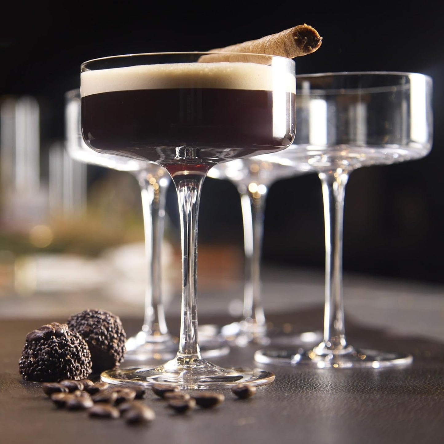 LEMONSODA Clear Martini Coupe Glasses - Classic Barware for Espresso Martini, Manhattan, Cosmopolitan – Handcrafted Luxury Glassware for Home Entertaining (Clear 6.5oz, Set of 4)