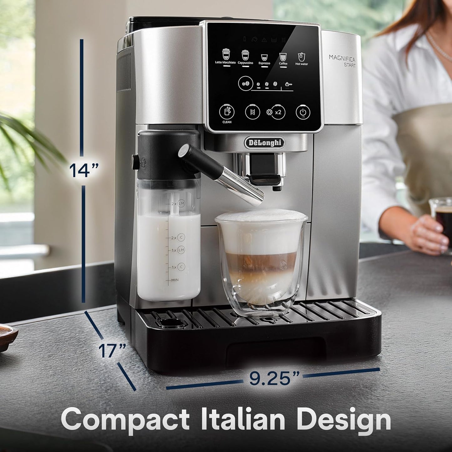 De'Longhi Magnifica Start Automatic Espresso Machine with Auto Milk Frother & Built in Grinder - 5 One-Touch Recipes, Easy-to-Clean, Home Barista Coffee Maker for Lattes, Cappuccino, Iced Coffee