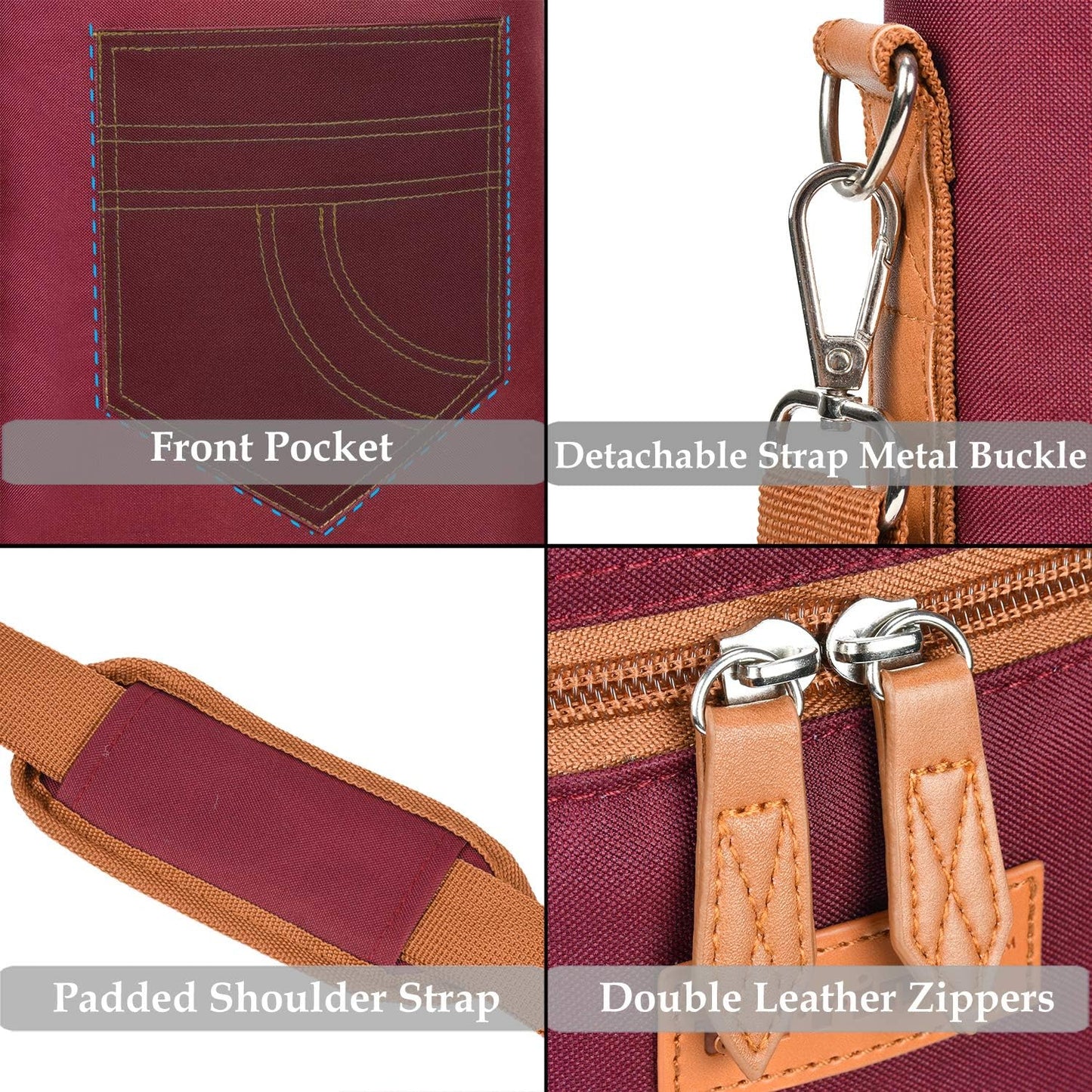 Tirrinia 2 Bottle Wine Gift Tote Carrier - Leakproof & Insulated Padded Versatile Wine Cooler Bag for Travel, BYOB Restaurant, Wine Tasting, Party, Dinner, Gift for Wine Lovers, Red