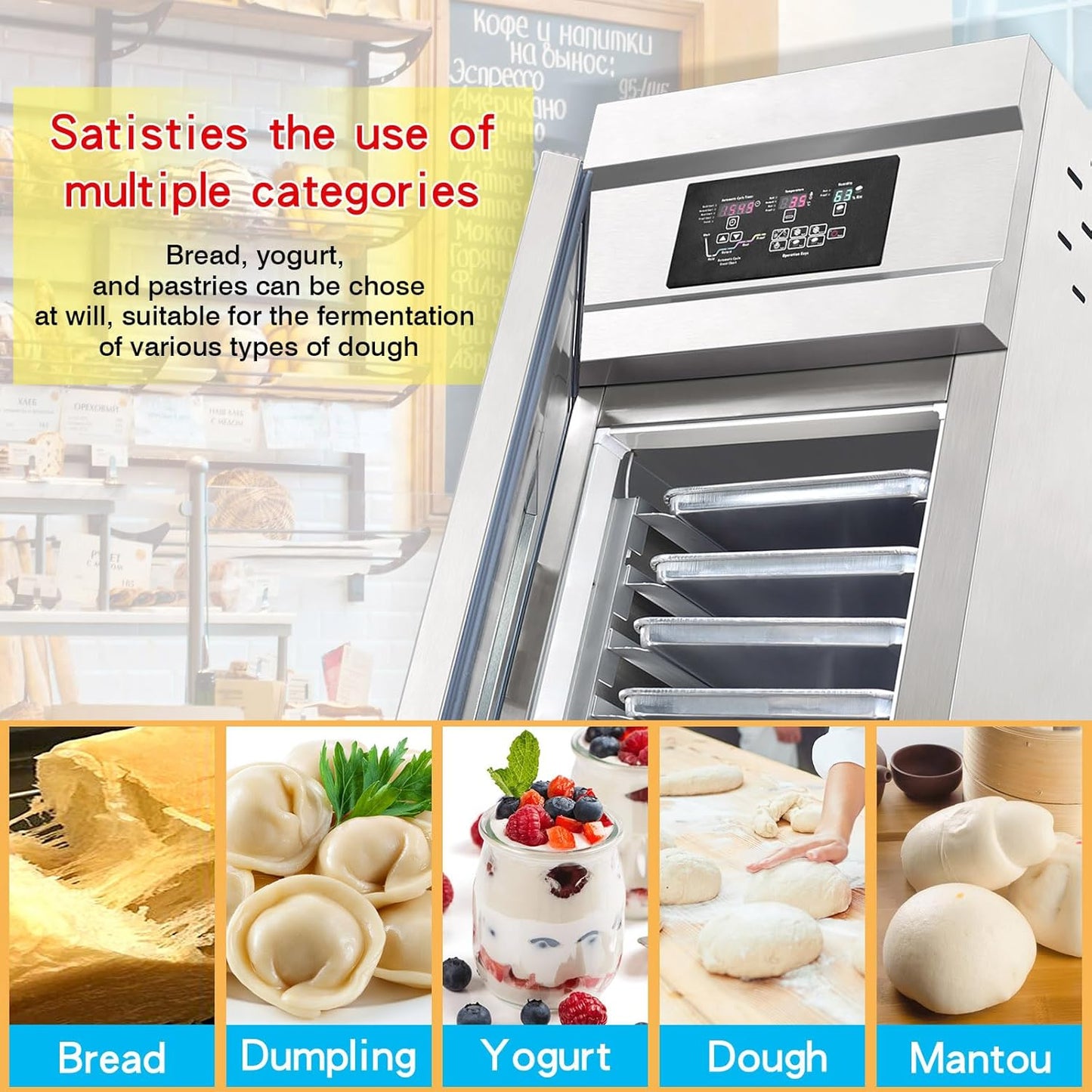 Kolice Commercial Automatic Bakery Dough Proofer, Bread/Dough Baking Proofer Machine-Integrated Cooling, Thawing,Keep Fresh and Fermentation.18 Tray,650L,Temperature : 0C to 45C