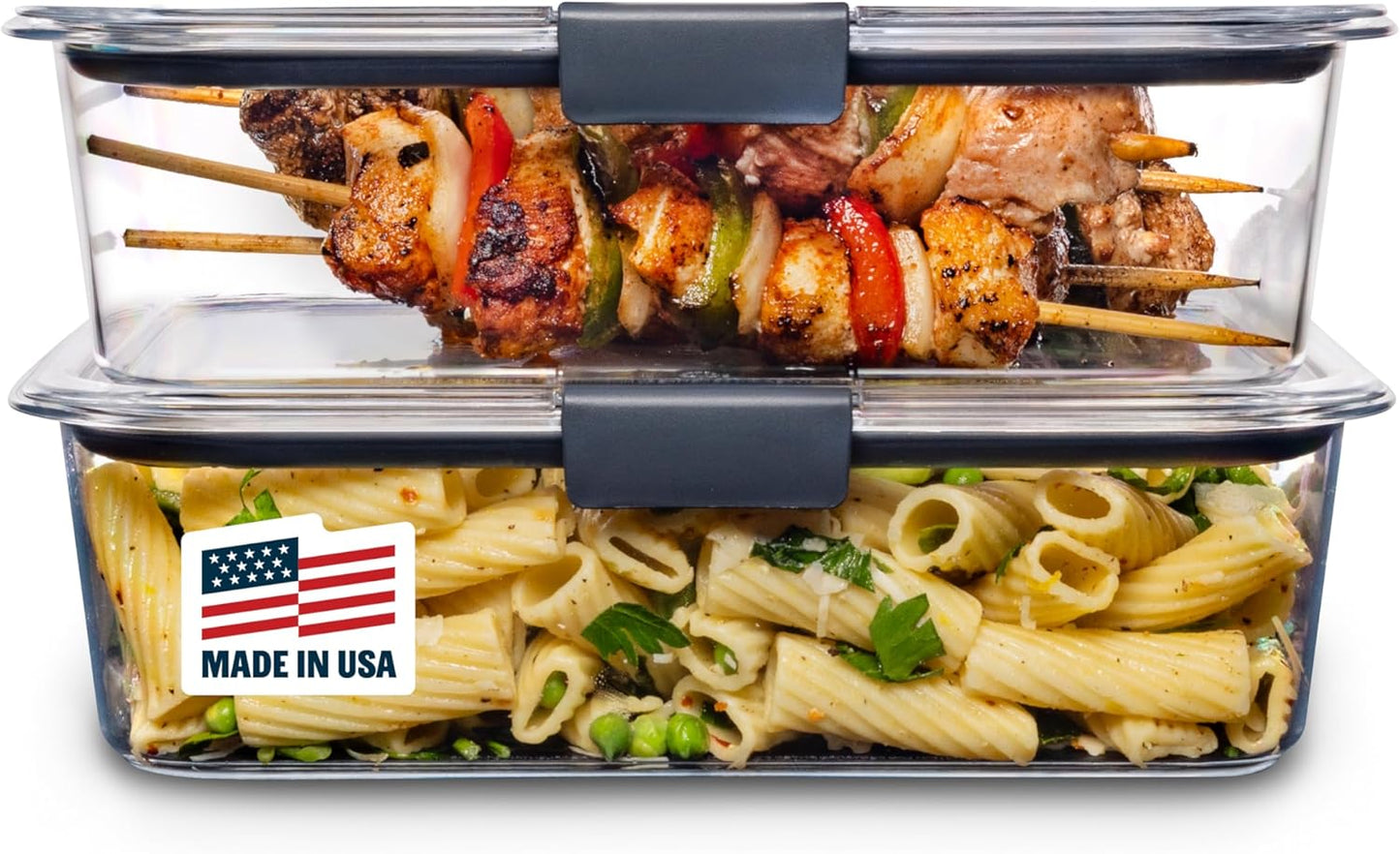 Rubbermaid Brilliance BPA-Free Food Storage Containers with Lids, Airtight Clear Set of 2 (9.6 Cup), Ideal for Lunch, Meal Prep, and Leftovers